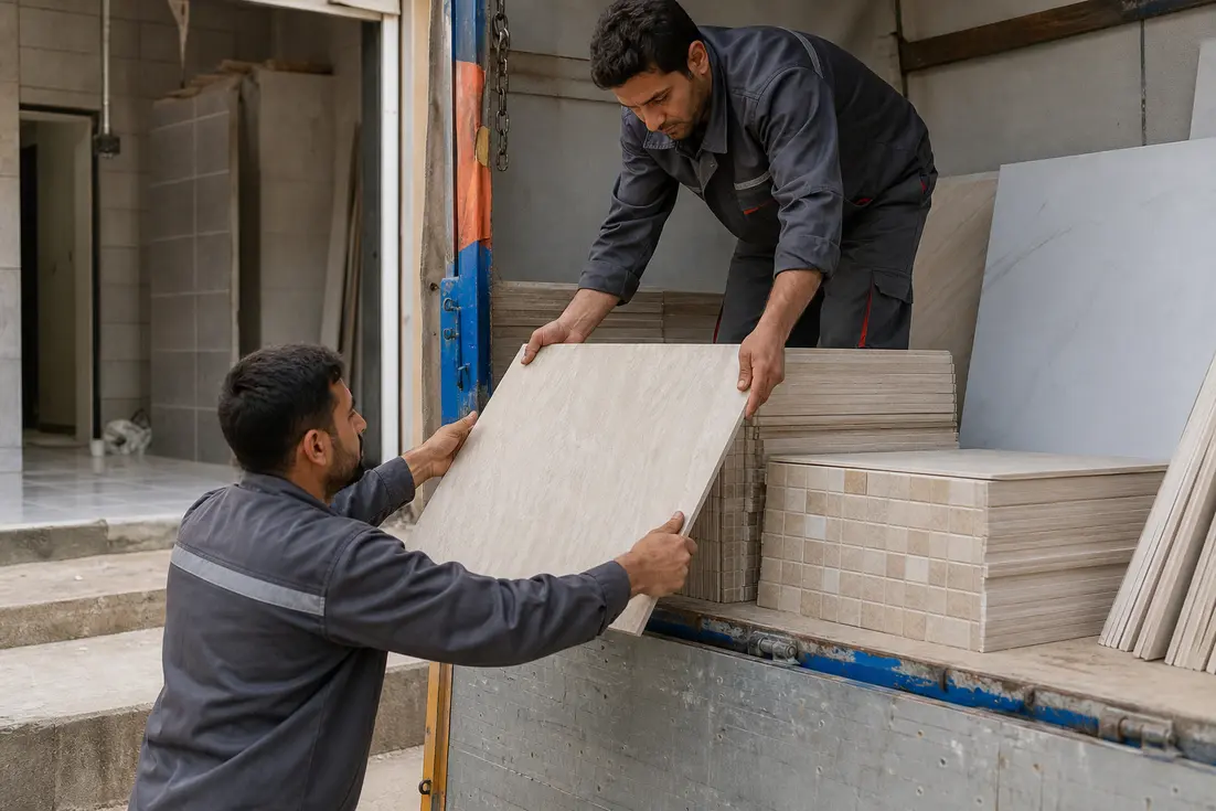 خرید کاشی حمام و دستشویی با بسته‌بندی ایمن و تحویل دقیق