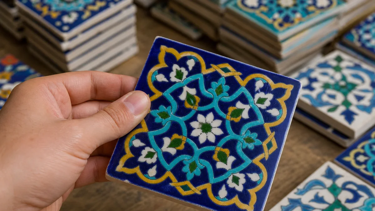 کاشی سنتی یزد بافت دست‌ساز و رنگ‌های ماندگار