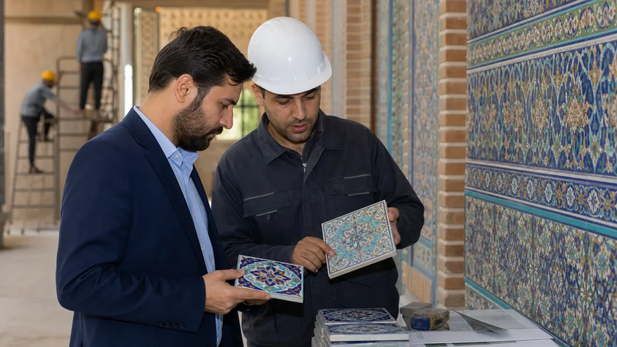 کاشی سنتی وندا با لعاب مقاوم برای فضاهای معماری ایرانی