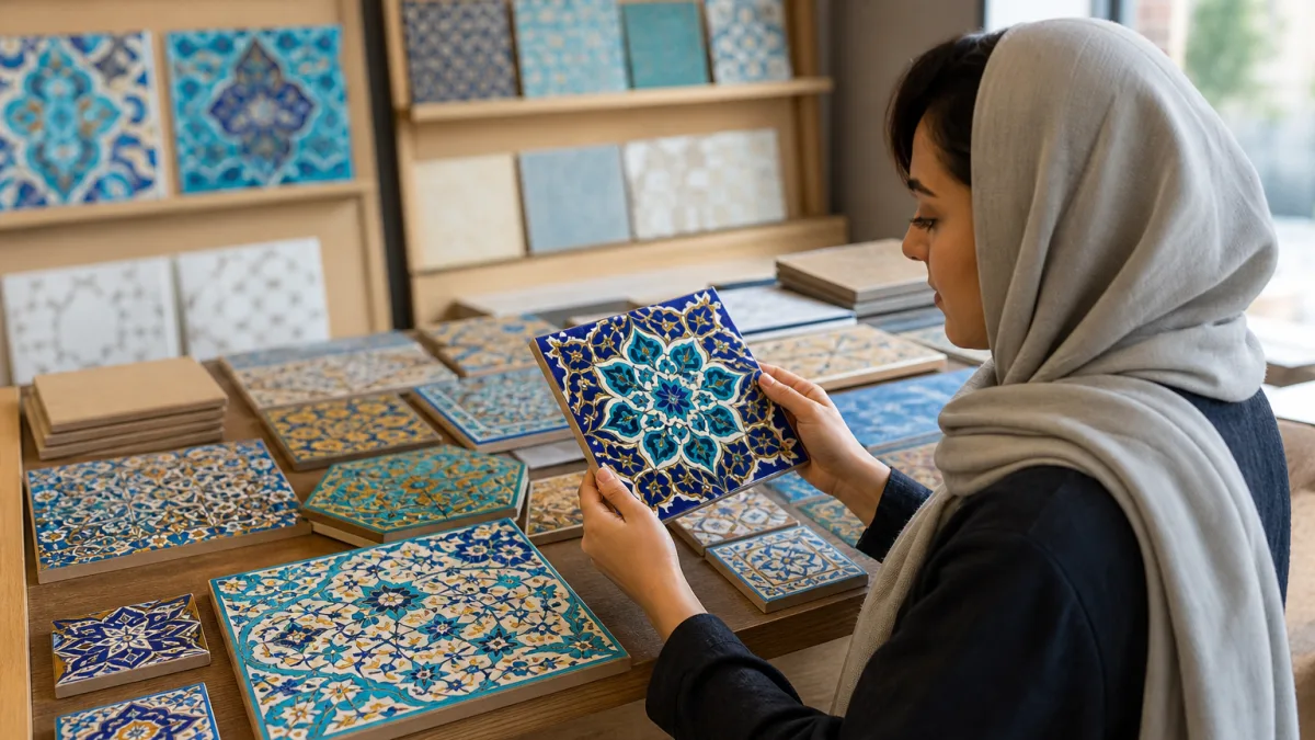 کاشی سنتی کاشان برای دیوار آشپزخانه و فضای تجاری اصیل