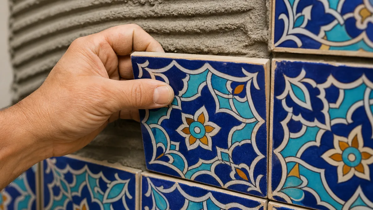 کاشی سنتی کاشان برای دیوار آشپزخانه و فضای تجاری اصیل
