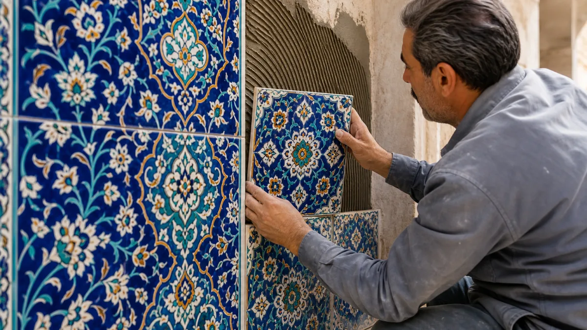 کاشی سرامیک سنتی اصفهان با ساخت دست و لعاب ماندگار