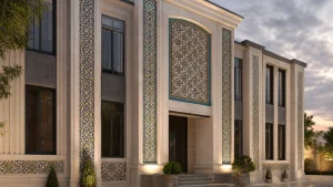 کاشی سنتی نمای ساختمان بافت هندسی رنگ ماندگار