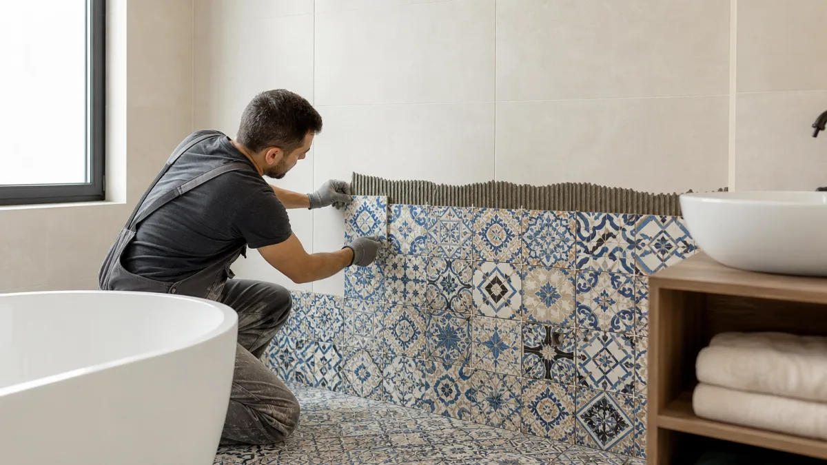 کاشی طرح سنتی برای حمام با لعاب مقاوم و نقش اصیل