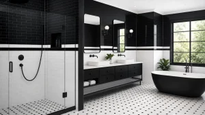 راهنمای طراحی کاشی حمام سیاه و سفید