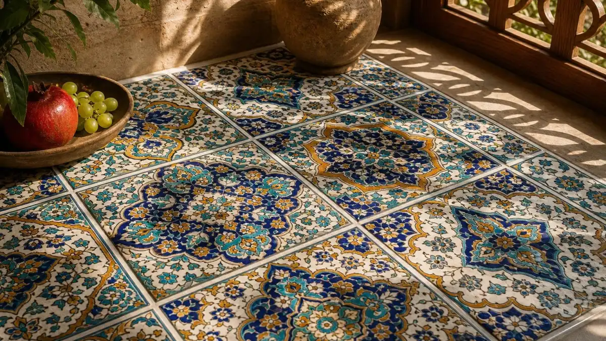 هماهنگی طرح و رنگ کاشی سنتی چاپی