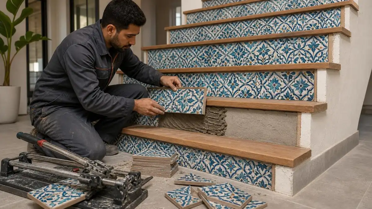 معماران و تفاوت کاشی سنتی زیر پله